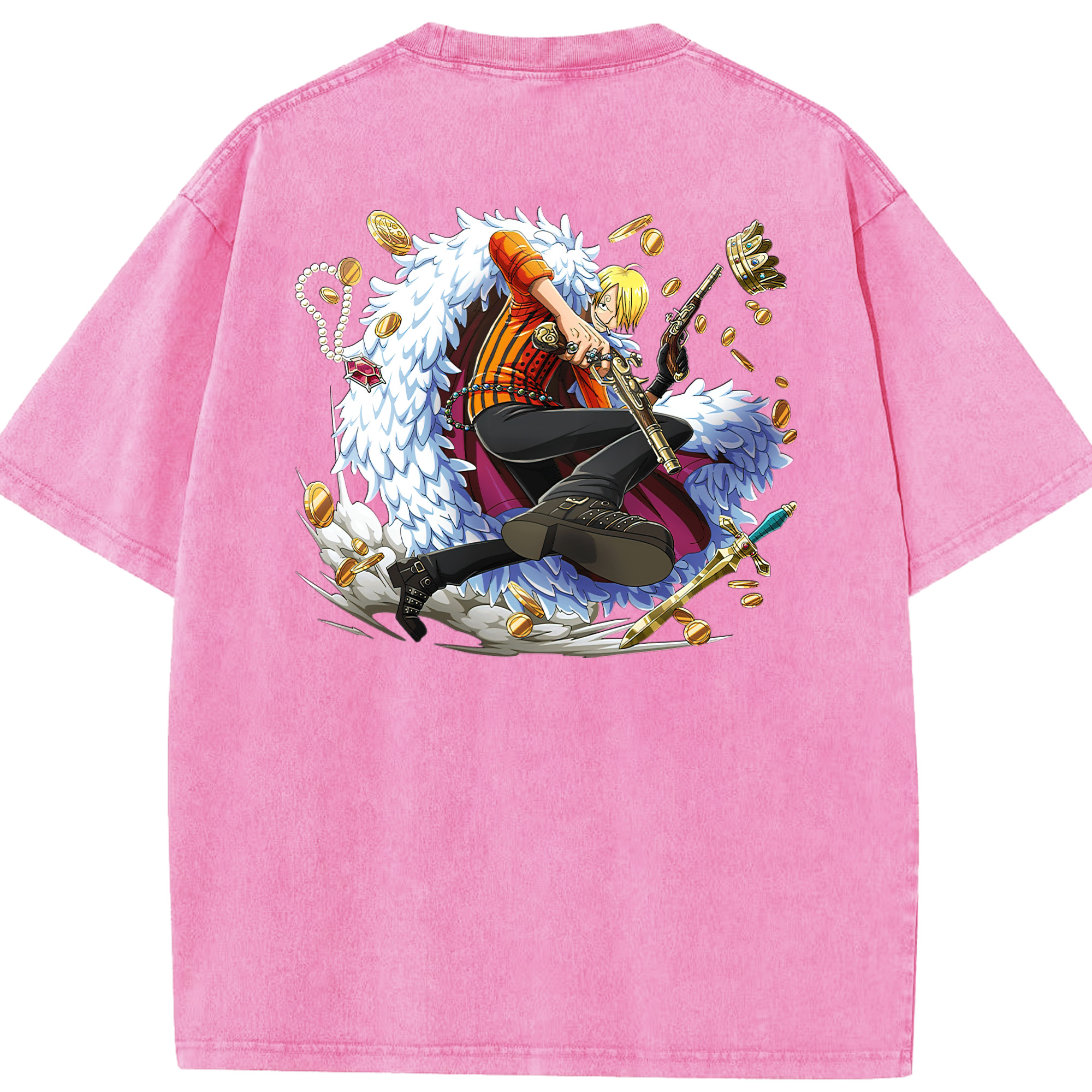 ワンピース サンジ ONE PIECE Sanji 綿100% ヴィンテージ風 半袖Tシャツ（背面プリント）